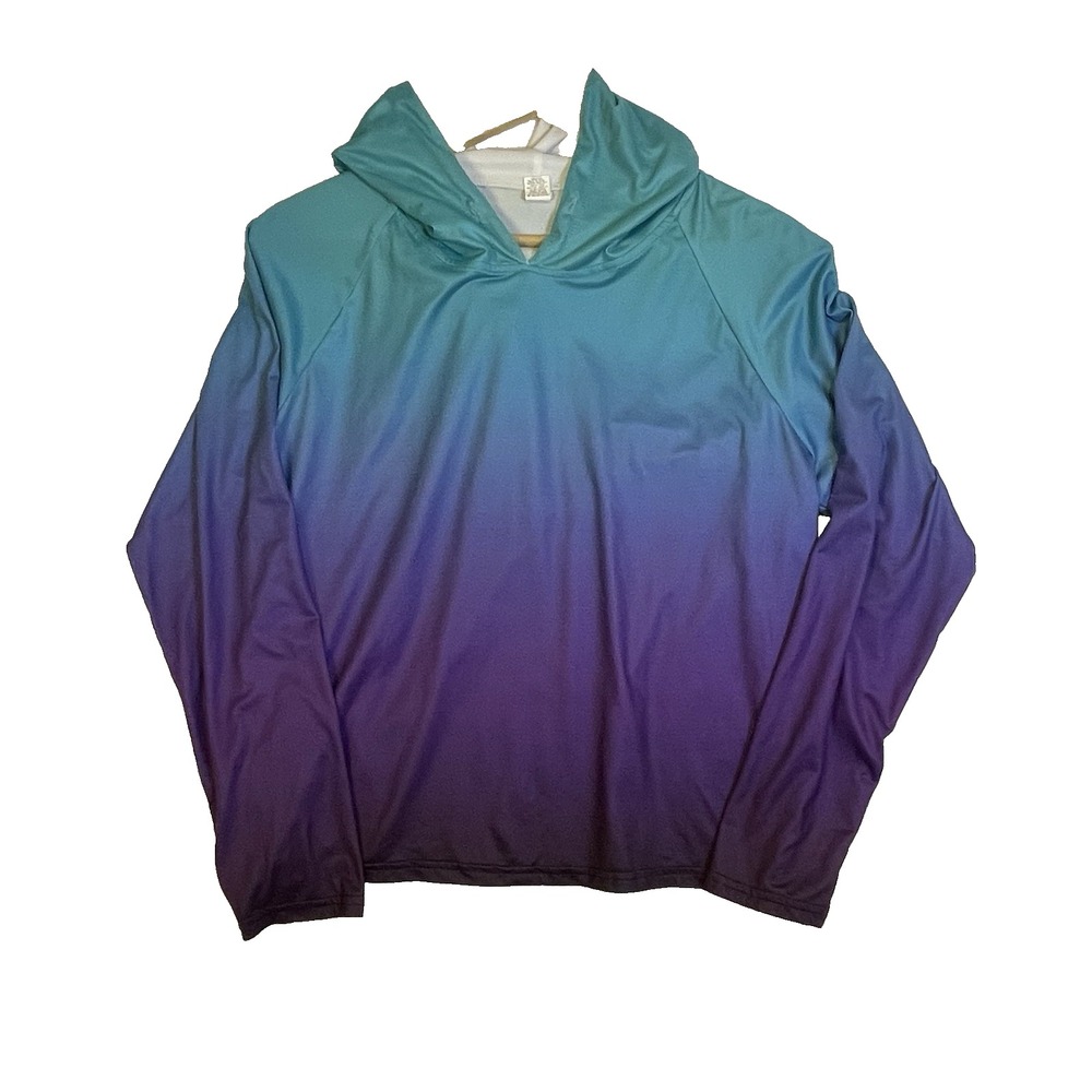 Pixie Lady Woman's Pull over Hoodie Size L Purple Blue Ombre Mermaid
